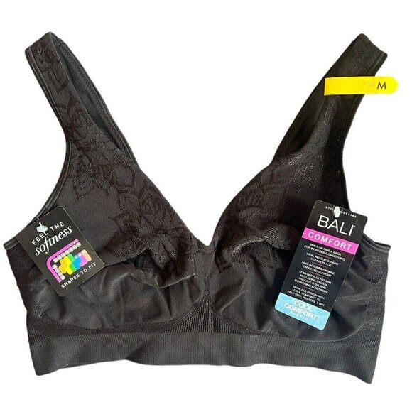 Bali Women's Comfort Revolution ComfortFlex Wirefree Bra Black Aztec Medium - Picture 3 of 8